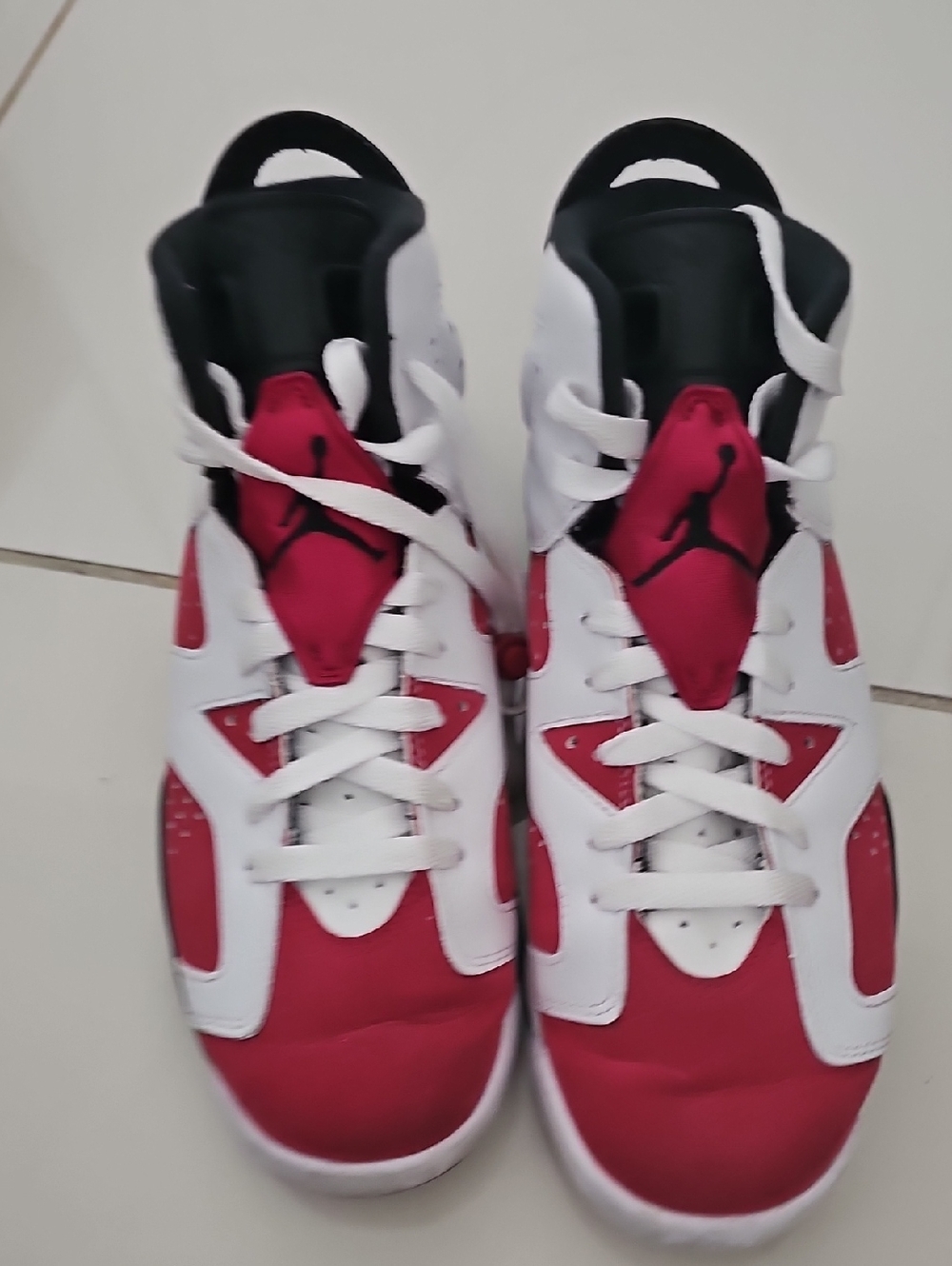 Jordan White & Red Basketball Sneakers with Jumpman Tongue